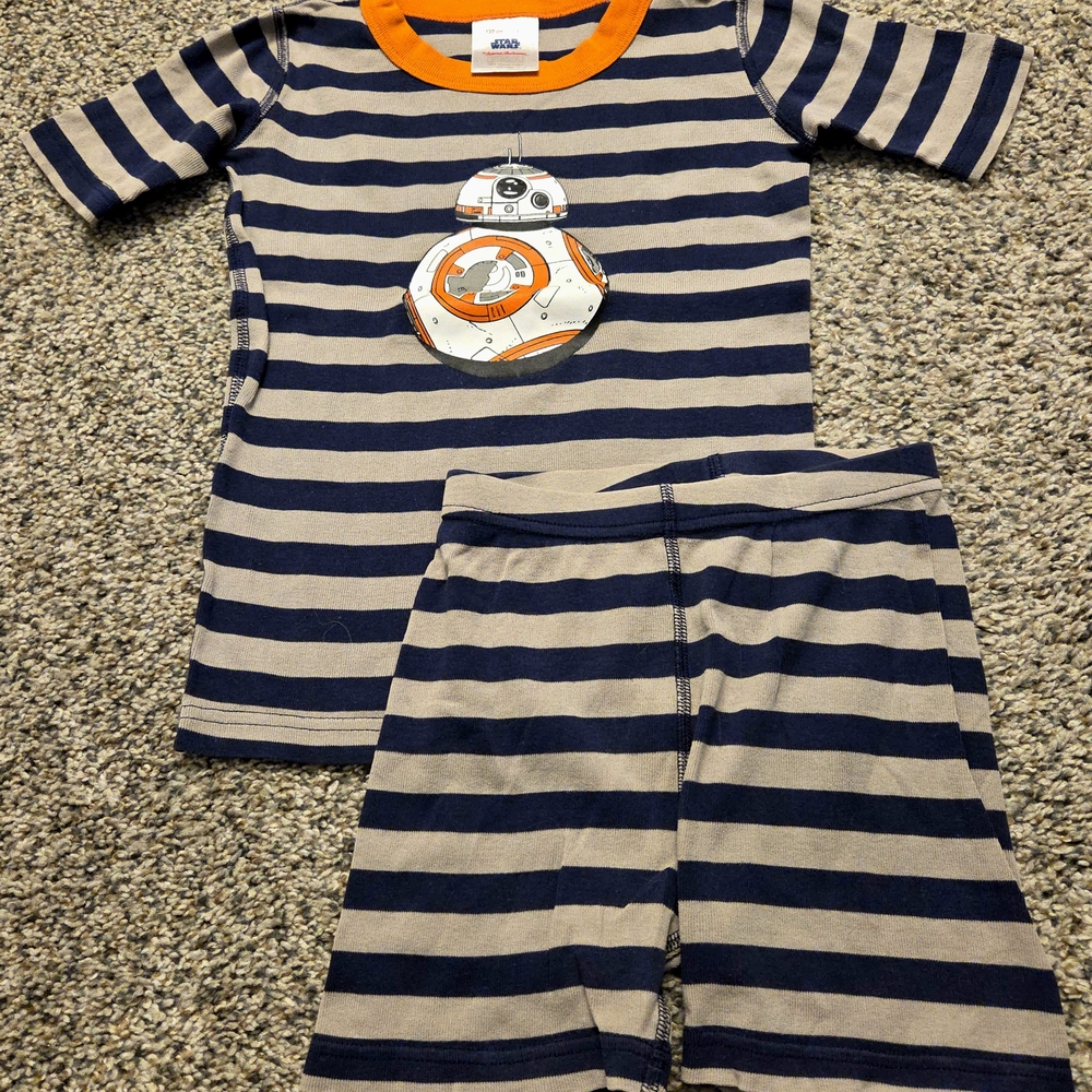 Star Wars Kids Pajamas - Navy and Gray Stripes